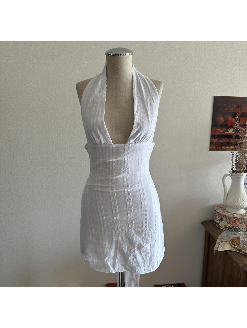 Princess Polly white cotton halter dress